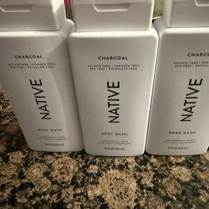 (3)Native Charcoal Body Wash - White Bottle